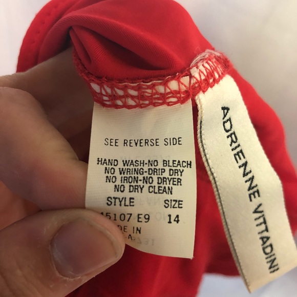 Adrienne Vitradini 14 red Vtg 90s NWT 1 piece suit - Picture 7 of 8